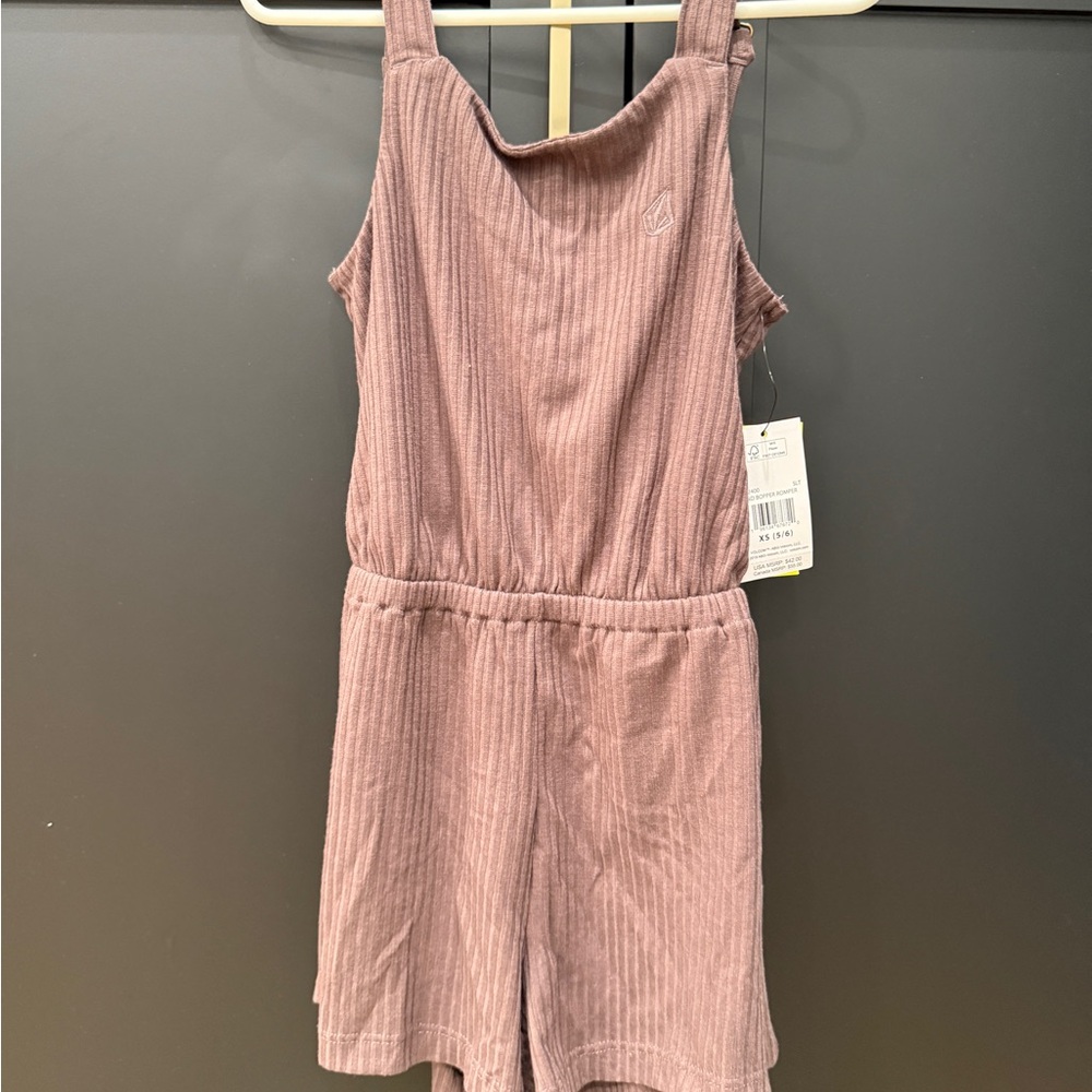 Volcom Pink Ribbed Jumpsuit with Elastic Waist